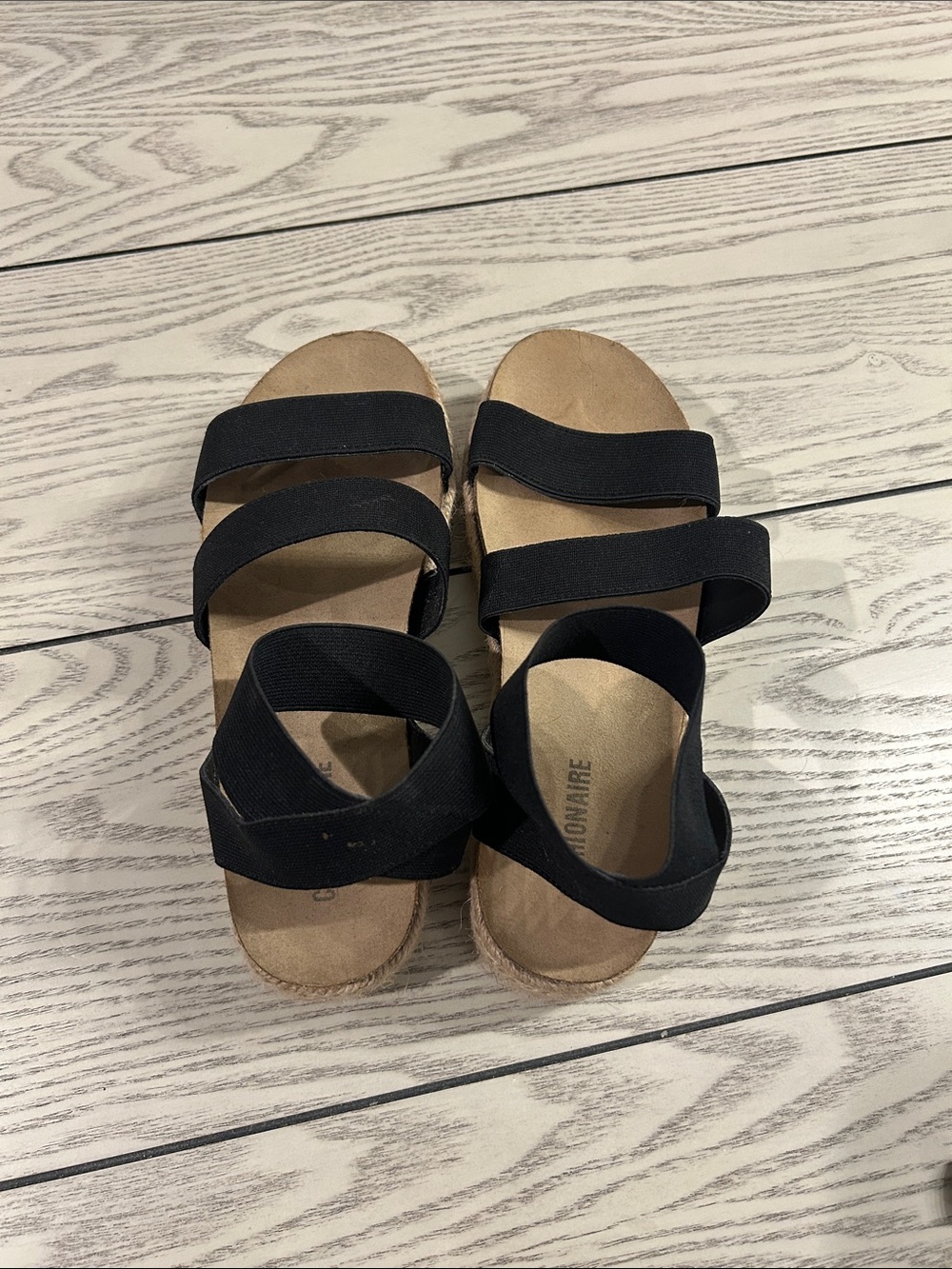 Black Elastic Strappy Footbed Sandals